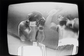 (TELEVISION-- MUHAMMAD ALI) A group of 27 screenshot photographs taken of a television screen showing the iconic heavyweight champion